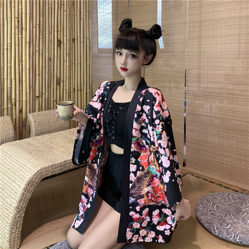Japanese Lady Sakura Women Kimono Robe Cardigan-Kawaii Dream
