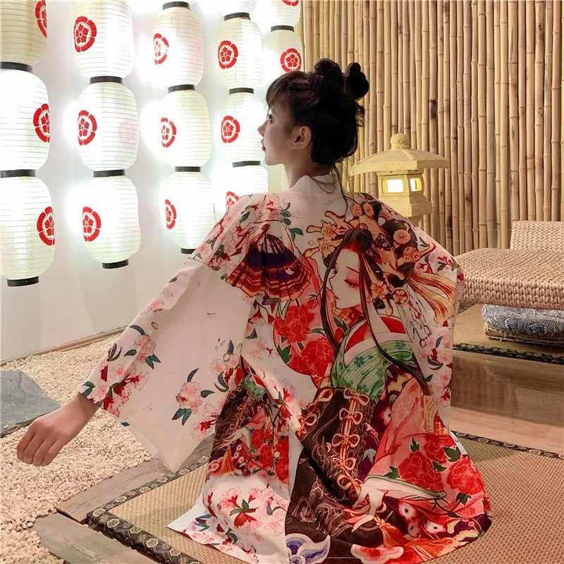 Japanese Lady Sakura Women Kimono Robe Cardigan-Kawaii Dream