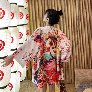 Japanese Lady Sakura Women Kimono Robe Cardigan-Kawaii Dream