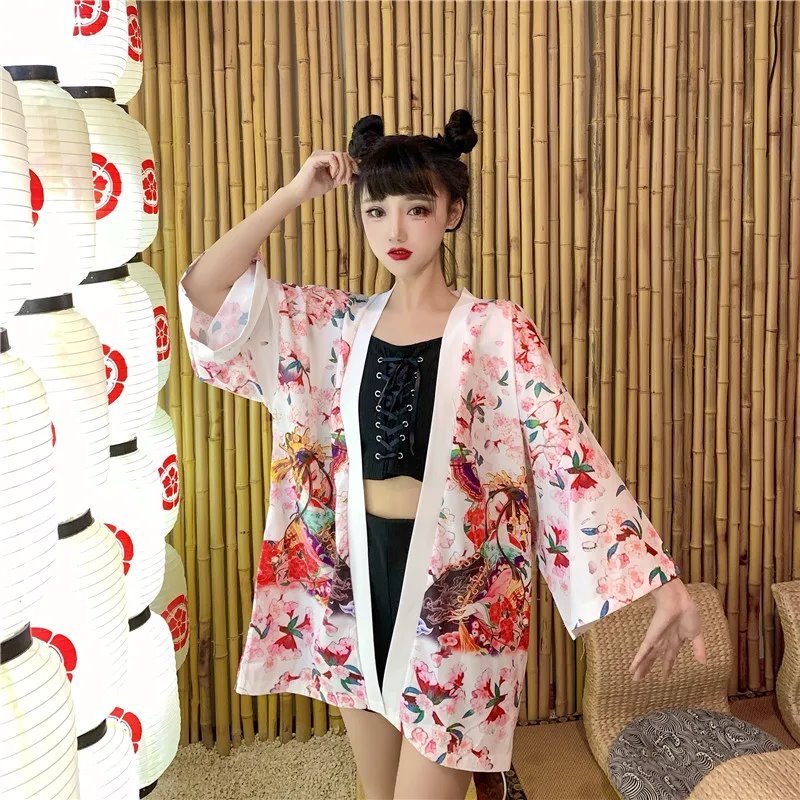 Japanese Lady Sakura Women Kimono Robe Cardigan-Kawaii Dream