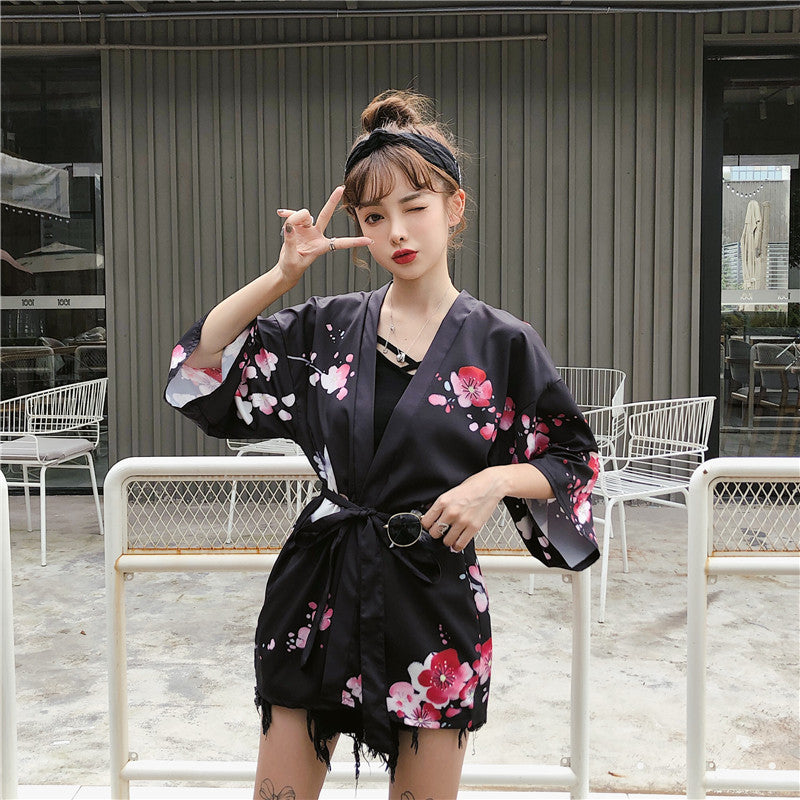 Japanese Lady with Tsubaki Flowers Kimono-Kawaii Dream