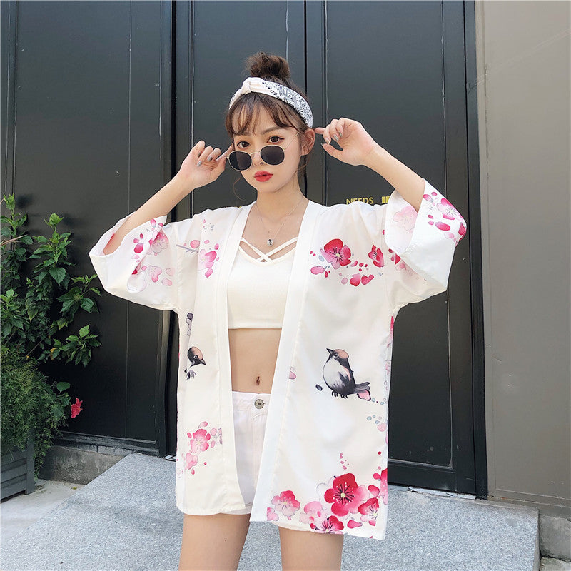 Japanese Lady with Tsubaki Flowers Kimono-Kawaii Dream
