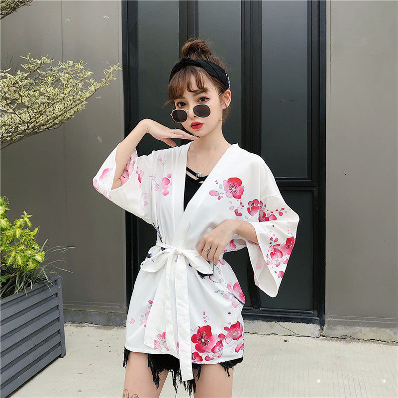 Japanese Lady with Tsubaki Flowers Kimono-Kawaii Dream