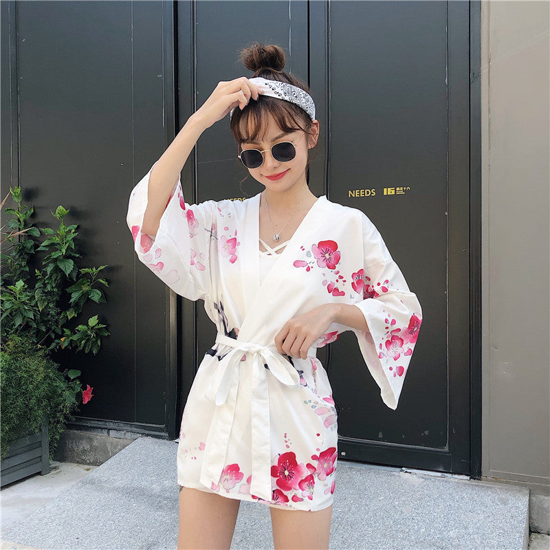 Japanese Lady with Tsubaki Flowers Kimono-Kawaii Dream
