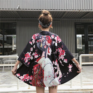 Japanese Lady with Tsubaki Flowers Kimono-Kawaii Dream