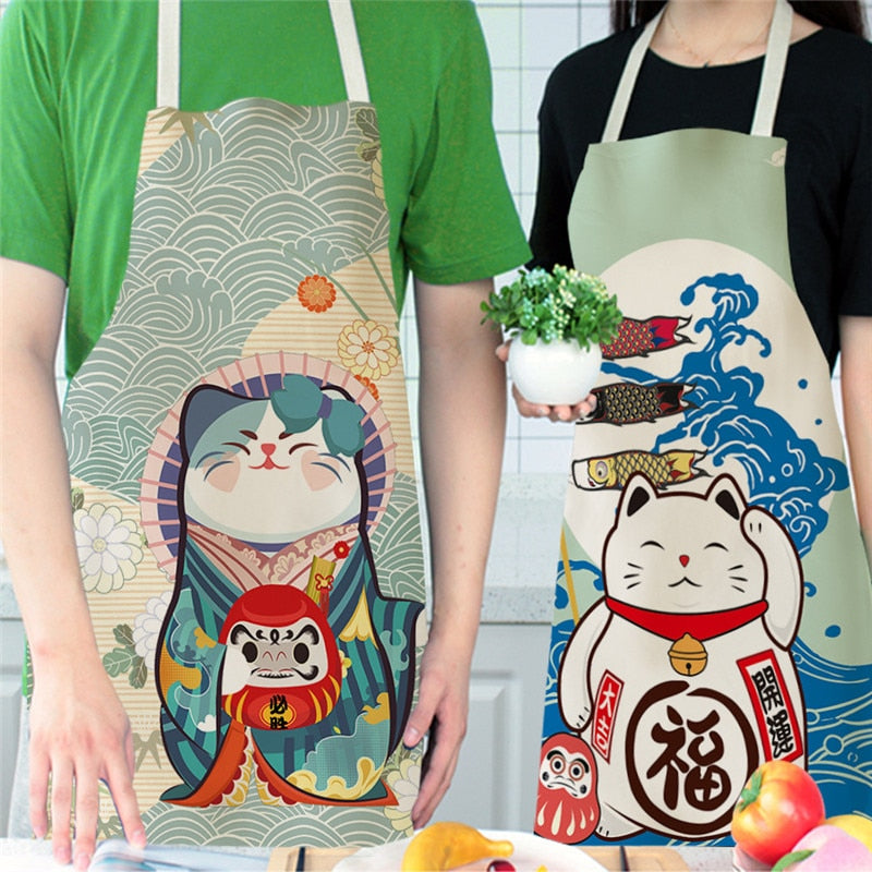 Japanese Lucky Cat Cotton Apron-Kawaii Dream