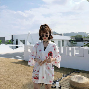 Japanese Lucky Cat Lightweight Kimono Top-Kawaii Dream
