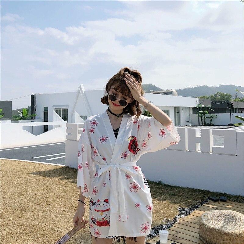 Japanese Lucky Cat Lightweight Kimono Top-Kawaii Dream