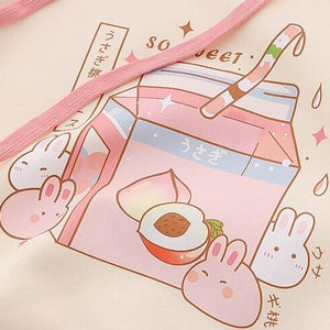 Japanese Peach Milk Carton Bunnies Fleece Hoodies-Kawaii Dream