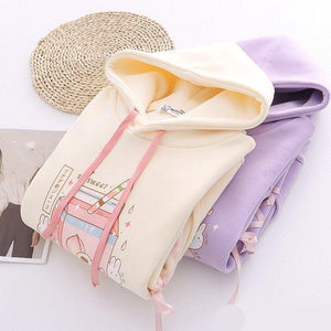 Japanese Peach Milk Carton Bunnies Fleece Hoodies-Kawaii Dream