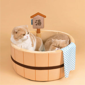 Japanese Plush Bathtub Basket Cat Dog Bed-Kawaii Dream