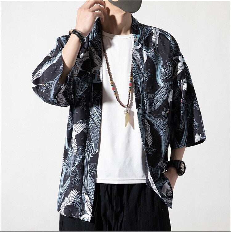 Japanese Royal Cranes Kimono-Kawaii Dream