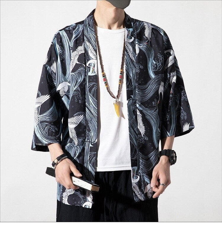 Japanese Royal Cranes Kimono-Kawaii Dream