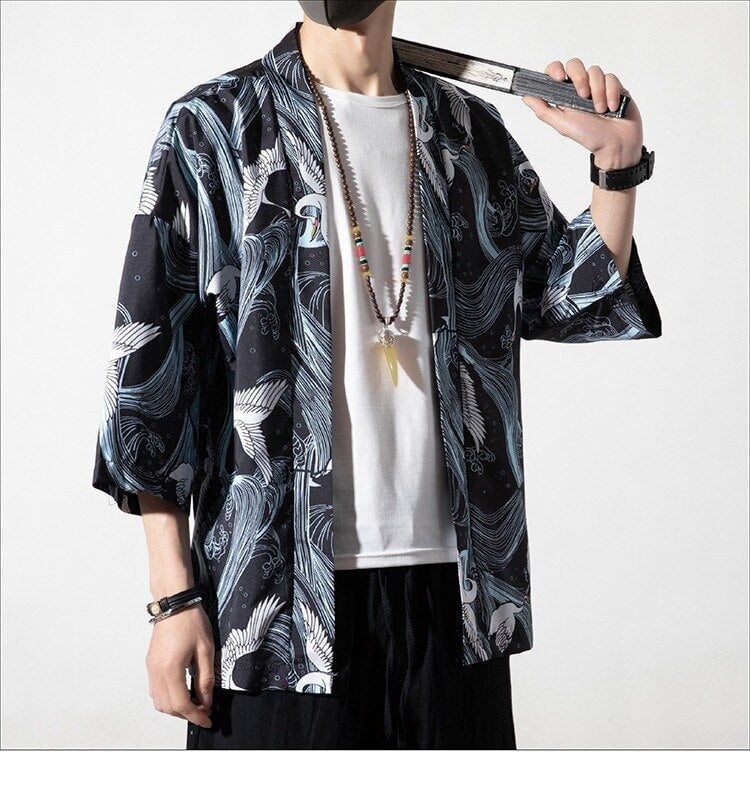 Japanese Royal Cranes Kimono-Kawaii Dream