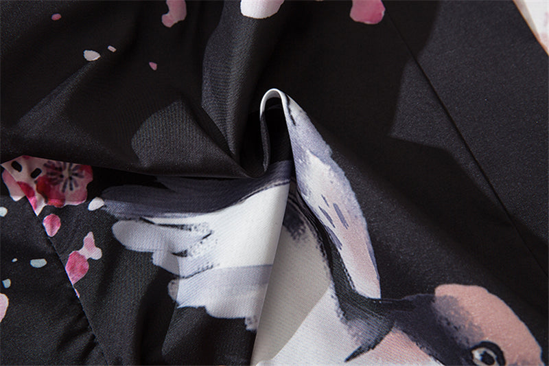 Japanese Sakura Black Red Anime Girl Long Kimono Cardigan Robes-Kawaii Dream