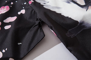 Japanese Sakura Black Red Anime Girl Long Kimono Cardigan Robes-Kawaii Dream