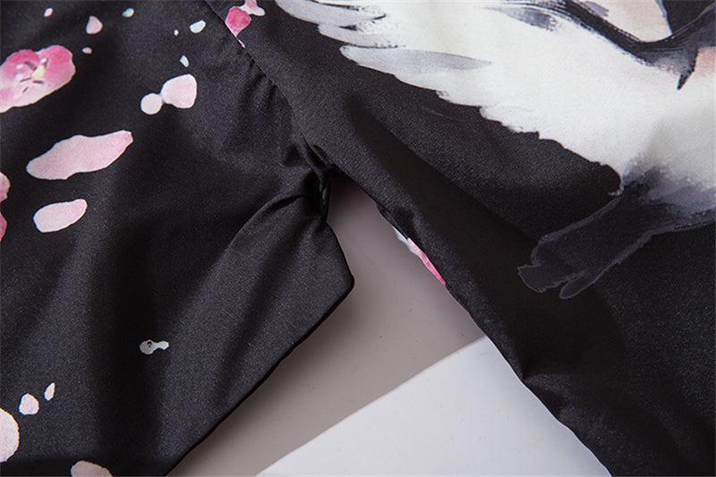 Japanese Sakura Black Red Anime Girl Long Kimono Cardigan Robes-Kawaii Dream