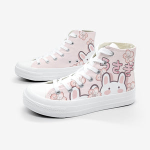 Japanese Sakura Bunny Pink Womens Sneakers Trainers-Kawaii Dream