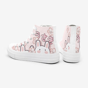 Japanese Sakura Bunny Pink Womens Sneakers Trainers-Kawaii Dream