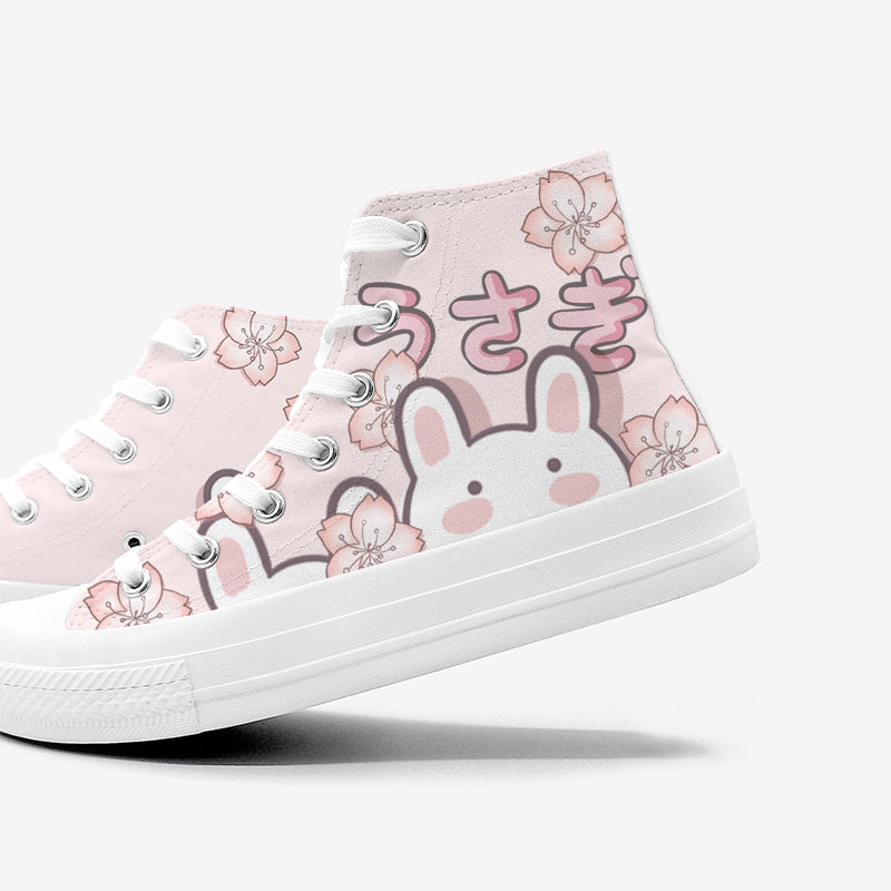 Japanese Sakura Bunny Pink Womens Sneakers Trainers-Kawaii Dream