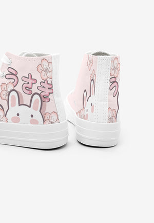 Japanese Sakura Bunny Pink Womens Sneakers Trainers-Kawaii Dream
