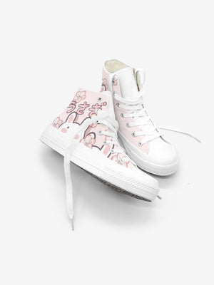 Japanese Sakura Bunny Pink Womens Sneakers Trainers-Kawaii Dream
