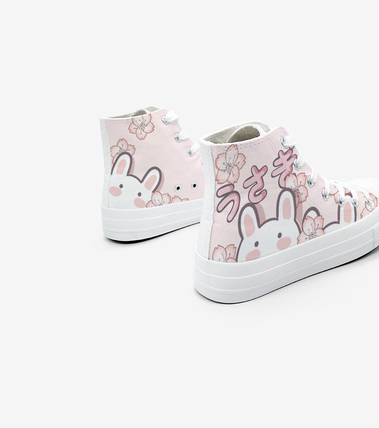 Japanese Sakura Bunny Pink Womens Sneakers Trainers-Kawaii Dream