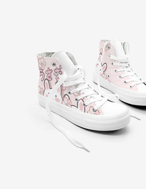 Japanese Sakura Bunny Pink Womens Sneakers Trainers-Kawaii Dream