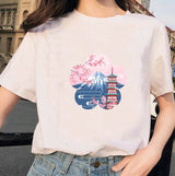 Japanese Sakura Mt Fuji Shrine Cherry Blossom Women's Tee-Kawaii Dream