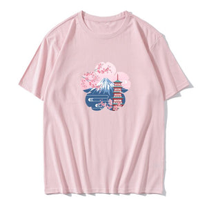 Japanese Sakura Mt Fuji Shrine Cherry Blossom Women's Tee-Kawaii Dream