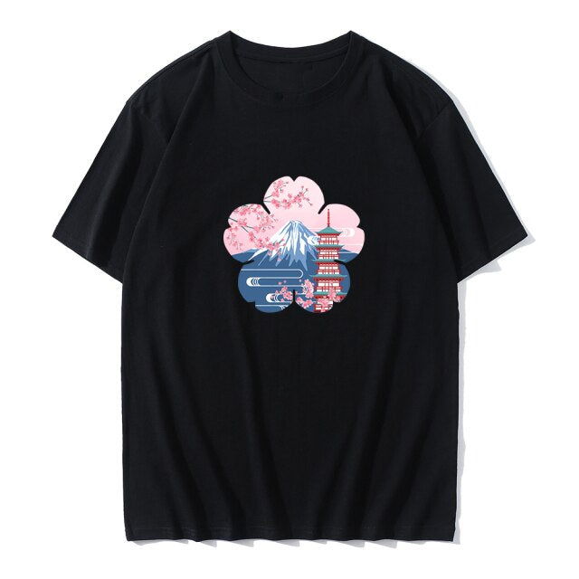 Japanese Sakura Mt Fuji Shrine Cherry Blossom Women's Tee-Kawaii Dream