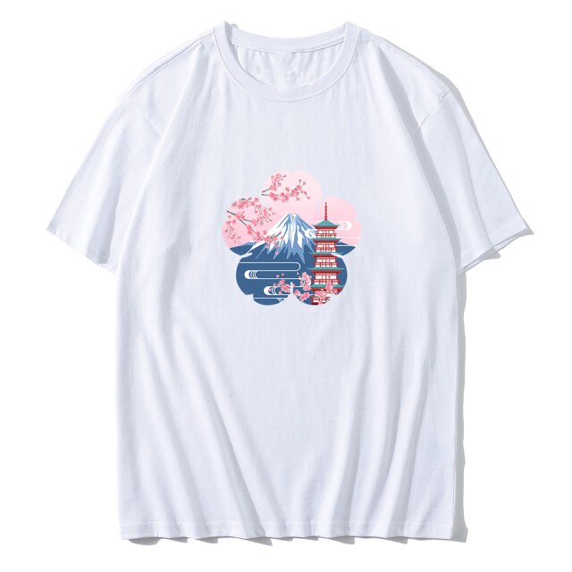 Japanese Sakura Mt Fuji Shrine Cherry Blossom Women's Tee-Kawaii Dream