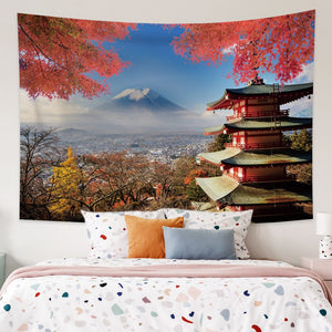 Japanese Sakura Pagoda Osaka Castle Tapestry-Kawaii Dream