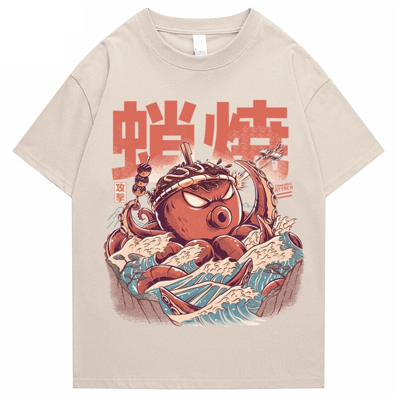 Japanese Takoyaki Octopus Wave Unisex Tee-Kawaii Dream