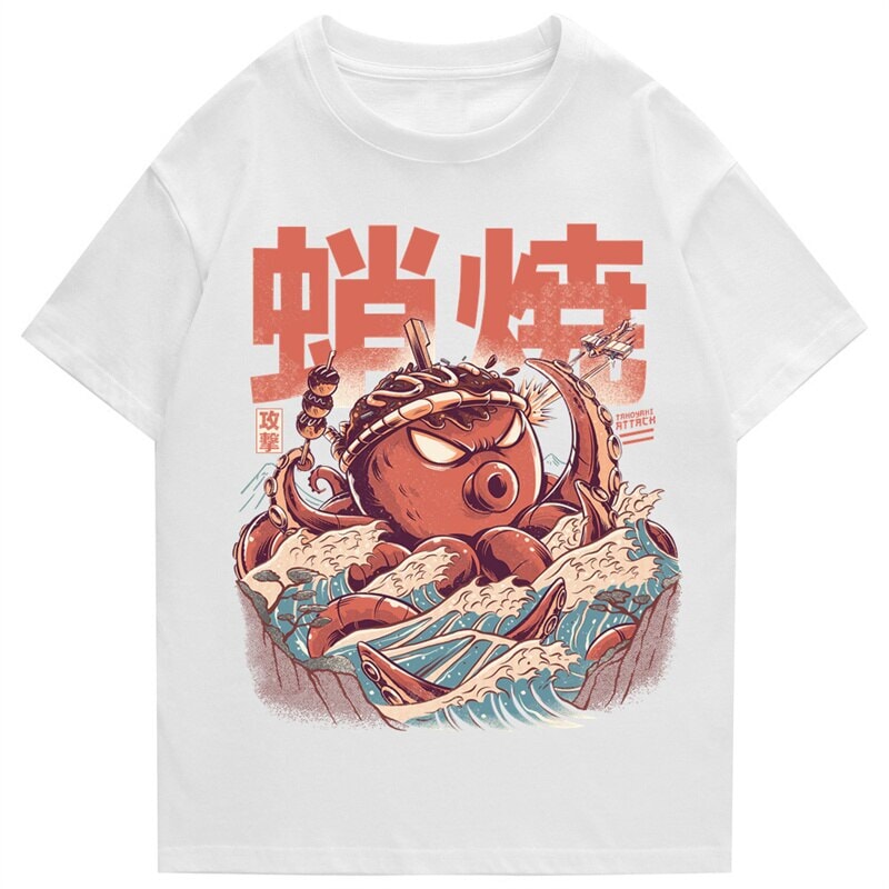 Japanese Takoyaki Octopus Wave Unisex Tee-Kawaii Dream