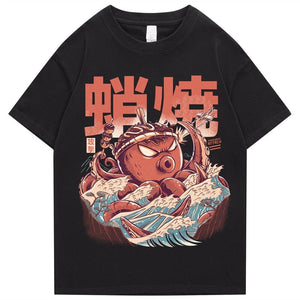 Japanese Takoyaki Octopus Wave Unisex Tee-Kawaii Dream