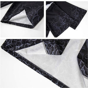 Japanese White Black Sakura Crane Mountains Mens Two-Piece Kimono Yukata Top & Pants Sets-Kawaii Dream