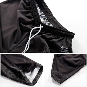 Japanese White Black Sakura Crane Mountains Mens Two-Piece Kimono Yukata Top & Pants Sets-Kawaii Dream