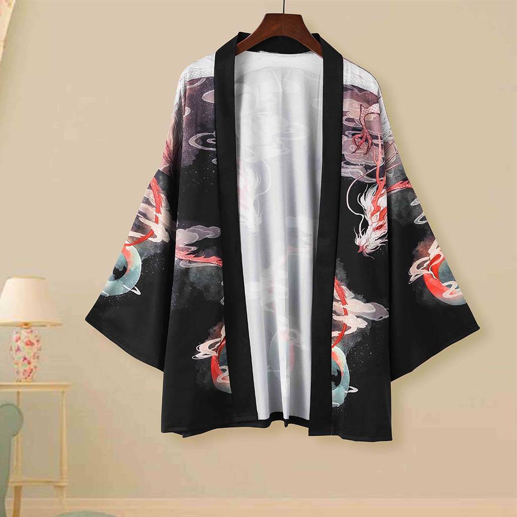 Japanese White Dragon and Golden Koi Kimono-Kawaii Dream