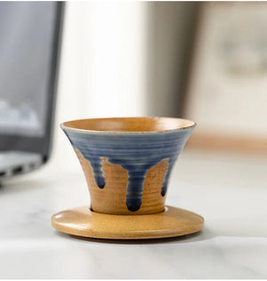 Japanese-theme Ceramic Kiln Cone-Shaped 100ml Tea Cup with Plate-Kawaii Dream