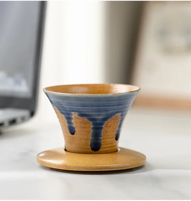 Japanese-theme Ceramic Kiln Cone-Shaped 100ml Tea Cup with Plate-Kawaii Dream