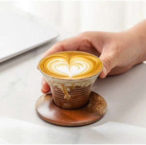 Japanese-theme Ceramic Kiln Cone-Shaped 100ml Tea Cup with Plate-Kawaii Dream