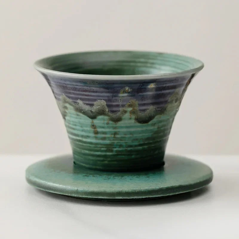 Japanese-theme Ceramic Kiln Cone-Shaped 100ml Tea Cup with Plate-Kawaii Dream