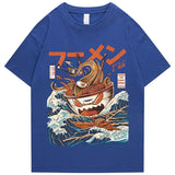 Japanese-theme Flaming Hot Noodles Great Waves Unisex Tee-Kawaii Dream