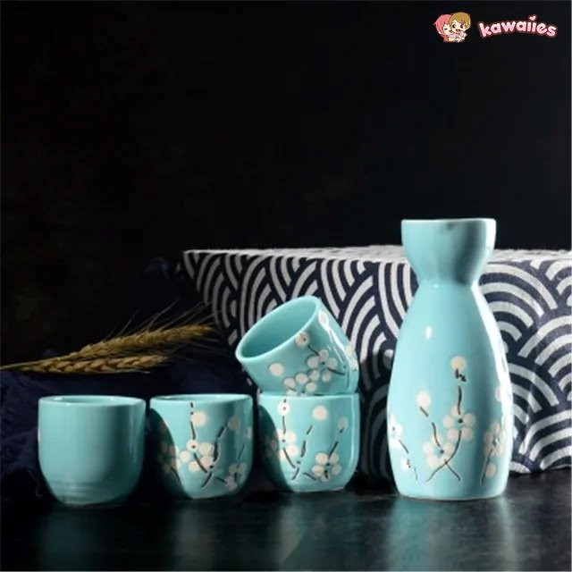 Japanese-theme Sakura Blossom Ceramic Sake Set 5-Piece Cup Collection 2-Kawaii Dream