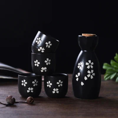 Japanese-theme Sakura Blossom Ceramic Sake Set 5-Piece Cup Collection 2-Kawaii Dream