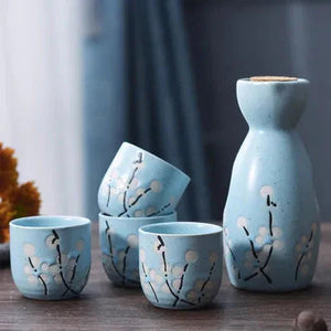 Japanese-theme Sakura Blossom Ceramic Sake Set 5-Piece Cup Collection 2-Kawaii Dream