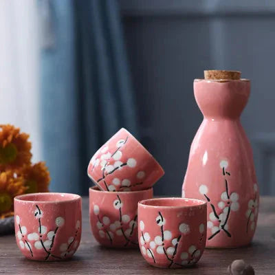 Japanese-theme Sakura Blossom Ceramic Sake Set 5-Piece Cup Collection 2-Kawaii Dream