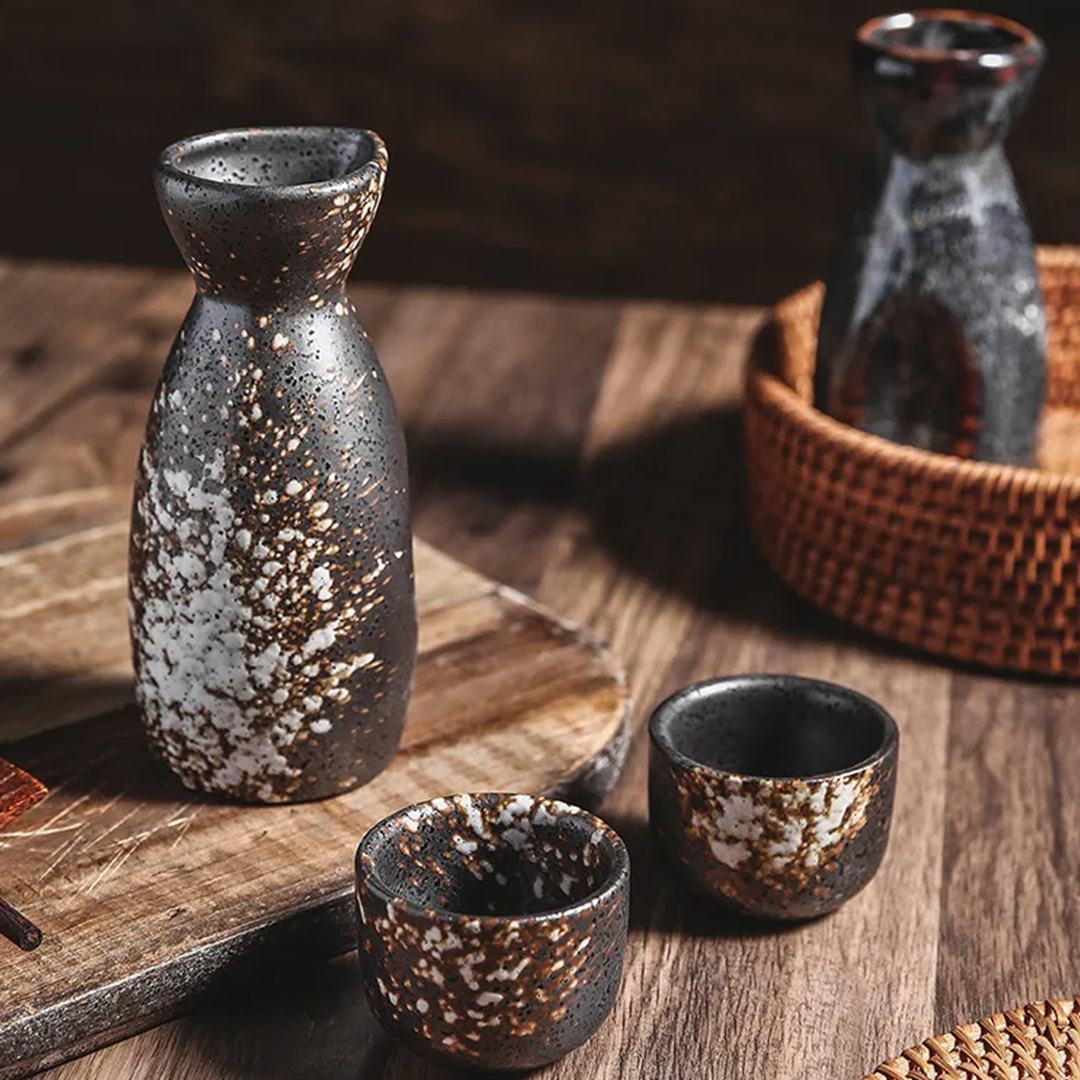 Japanese-theme Stone Ceramic Sake Set 5-Piece Cup Collection-Kawaii Dream