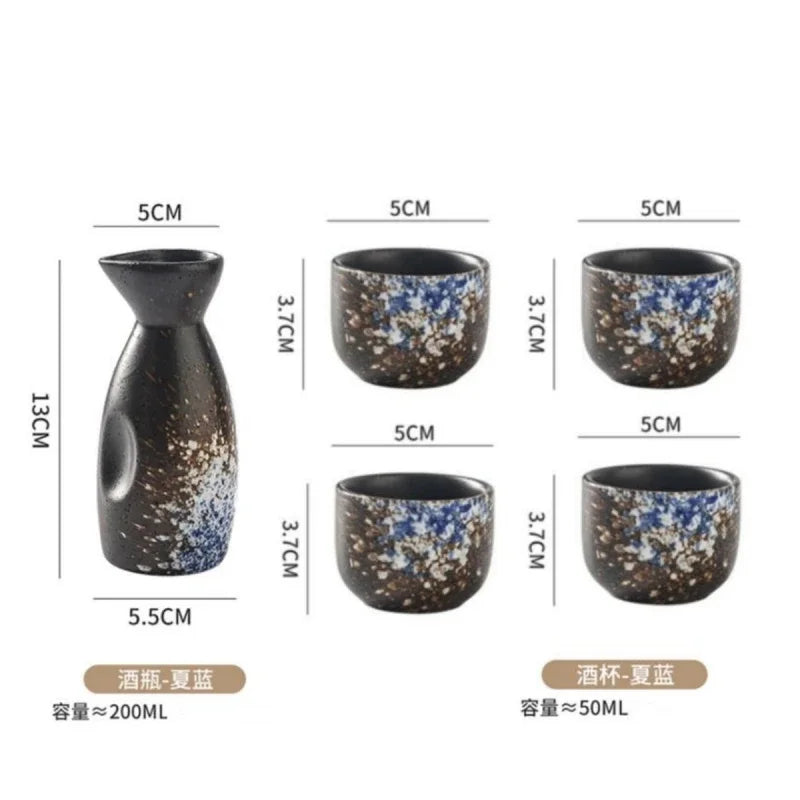 Japanese-theme Stone Ceramic Sake Set 5-Piece Cup Collection-Kawaii Dream